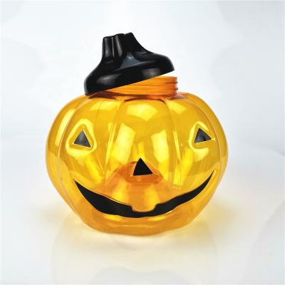 China BEAUTY PACKAGING OEM / ODM 2.5 L 2500 ml PET Halloween Pumpkin Shape Plastic Candy Tank for sale