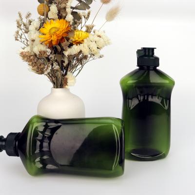 China Cosmetic Free Sample Empty Square Green PET Plastic Hand Wash Body Wash Shampoo Sanitizer Bottle 250ml for sale