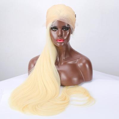 China Swiss Lace 42 Inch Full Lace Wig Straight 613 Blonde Brazilian Transparent Long Lace Front Human Hair Wig Pre Plucked For Black Women for sale