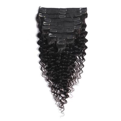 China Silky Straight Wave Brazilian Curly Hair Clip Ins Hair Extensions 7pcs/set 4B 4C Curly Clip In Natural Black 100g/set Non-Remy Hair Clip for sale