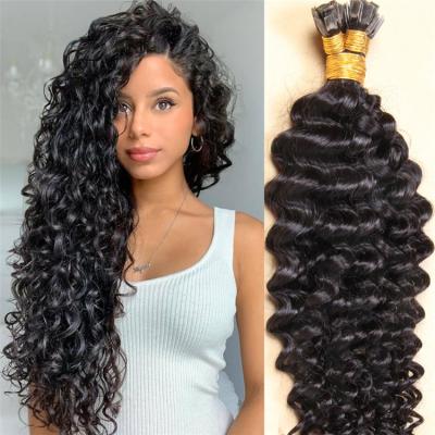 China Remy Brazilian Flat Tip Human Hair Extensions Natural Deep Wave Unprocessed Virgin Hair Raw Indian Flat Tip Keratin Tip Hair Extension for sale