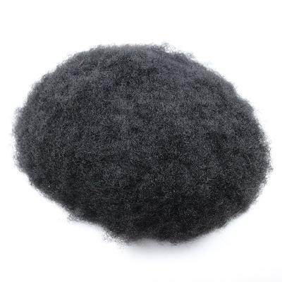 China Curl Toupee 100% Curly Hair Men's Curly Hair Toupee Indian Men's Thick PU Hairpiece 100% Afro Curly Black Color Hairpiece 6 Inch For Men for sale