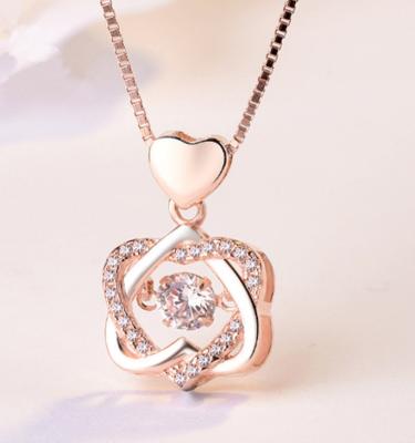 China New Arrival CLASSIC 2022 Valentine's Day Jewelry S925 Sterling Silver Zircon Double Heart Necklace Gold Pendant Wedding For Women Gift for sale