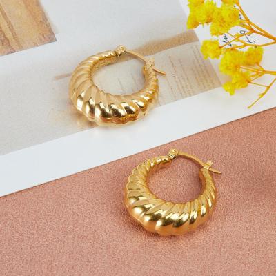 China 2022 New Design 2.5cm Gold Plated Oval 18K Stainless Steel 316L Huggie Earrings 18K Gold Hoop Earrings FASHIONABLE Hot Selling for sale