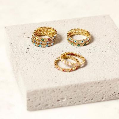 China Newest Vintage Eye Rings 18K Gold Plated Bridal Fashion For Girl Jewelry Gold Plating Crystal for sale