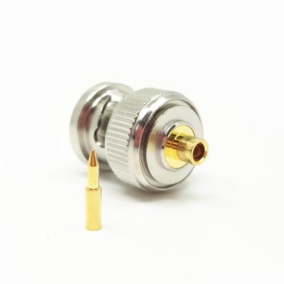 China 50Î © BNC Cable Connector Straight Bulkhead Crimp RF Plug Male Coaxial Connector for sale