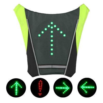 China Water Proof Radio Reflective Recycling Invest 4 LED Flashing Signal Light Vest USB Rechargeable Backpack Guide Light Traffic Safety Arrow Vest for sale