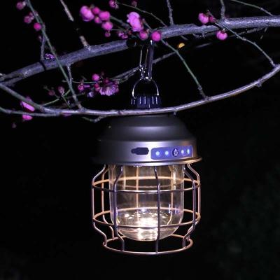 China Outdoor Portable Emergency Garden Camping Light Vintage Lantern Tent Lamp Dimmable Led Type C Rechargeable Light for sale