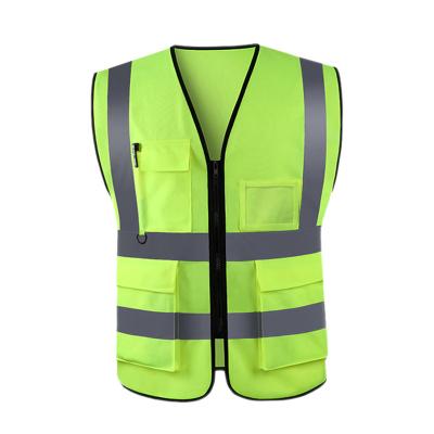 China OEM ODM New Design High Visibility Reflective Safety Vest With Multiple Pockets Zipper Reflective Breathable Mesh Construction Safety Vest for sale