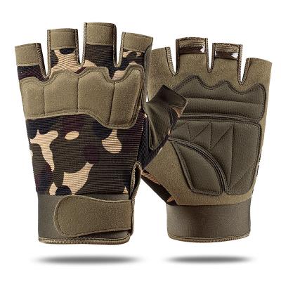 China Half Finger/Fingerless Men Leather Leather Riding Gloves Paratrooper Gloves Anti-Cut Outdoor Military Tactical Fingerless Gloves Fan Practical Training Combat Gloves for sale