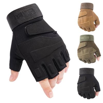 China Half Finger/Wholesale Fingerless Climbing Tactical Gloves Fitness Assault Protective Gloves Anti Blackhawk Guantes De Khaki Tactical Montar Impact Half for sale