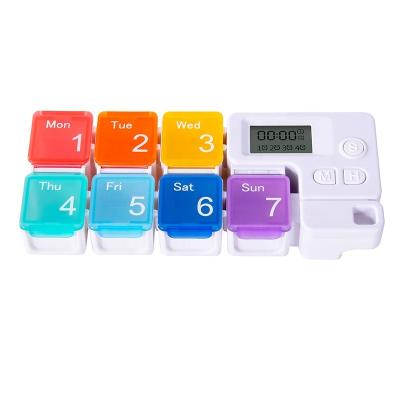 China Eco-Friendly Weekly Timer Compartment Box Pill Organizer Russian Tetris Series Electronic Pill Case For Take Pill Reminder 3/4/7/15 Compartment PP+ABS for sale