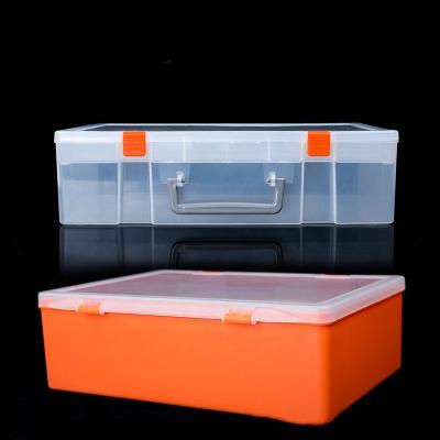 China Sustainable Universal Storage Hardware Two-Layer Plastic Parts Storage Tool Box Box With Tray And Handle 12 Compartment 365x260x100 Mm for sale