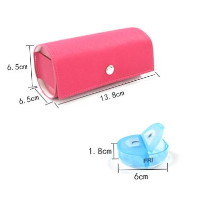 China AM P.M. 14 Compartment Fashion Pill Box 7 Day Weekly 14 Compartment AM P.M. Pill Dispenser Case With PU Leather Case For Round Travel Medicine Organizer for sale