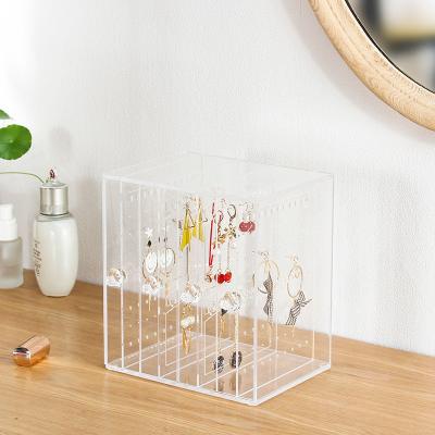 China Eco-friendly Clear Acrylic Jewelry Large Capacity Storage Box Earrings Household Finishing Box for sale