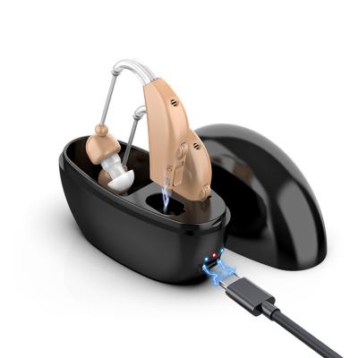 China Newest 2022 Portable Sound Amplifier Noise Canceling Rechargeable BTE Ear Hearing Aid For Hearing Loss GM-100A for sale