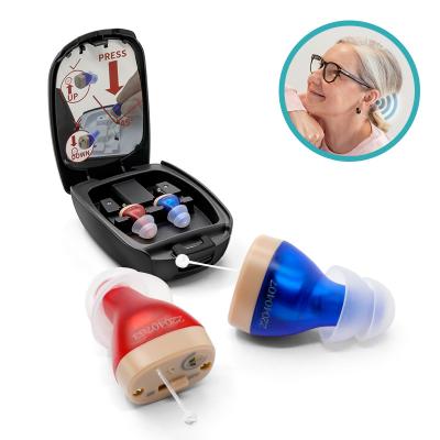 China Good quality CIC mini red and blue earing invisible digital hearing aids rechargeable aid for the deaf and impaired ear for sale