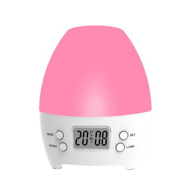 China Wholesale Antique Style Factory Bedside Lamp Aroma Diffuser Led Screen Alarm Clock With Colorful Night Light for sale