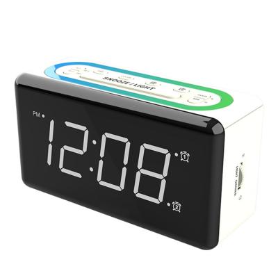 China USB Charging Antique Style Dual Alarms Led Display Kids Digital Table Alarm Clock With Seven Colored Night Light for sale