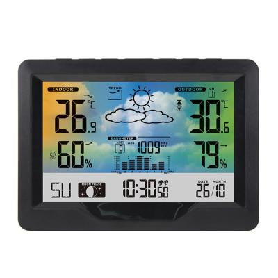 China Multifunctional Antique Style Digital Color Screen Desktop Table Clocks with Humidity Thermometer Calendar Weather Station Alarm Clock for sale