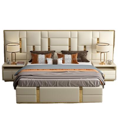 China European luxury italian bedroom furniture latest style double bed modern designer italian furniture the latest set leather luxury bed for sale