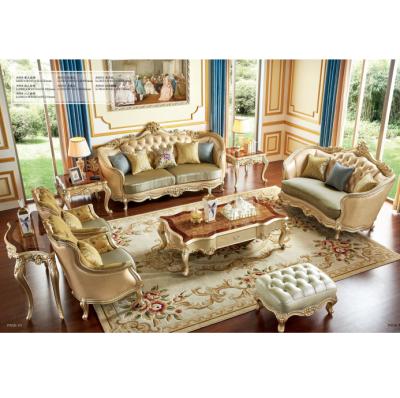 China European classic luxury exclusive leather furniture royal style living room sofa set classic wooden sofas for sale