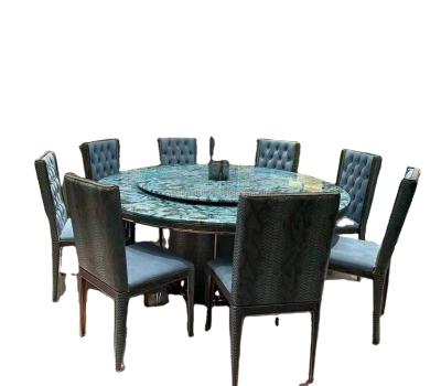 China European Unique Round Stone Leather Snakeskin Design Top Dining Table Sets For 8 Person Artistic Tasted Marble Top Dining Table for sale