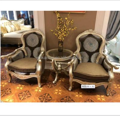 China EUROPEAN high-end luxury antique solid wood living room leisure chair and table style royal meeting room armchair and table for sale