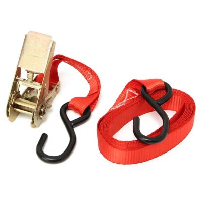 China Tie Down Goods Heavy Duty 100% Polyester 25mm Ratchet Straps With S Hook / Ratchet Straps For Tie Down for sale