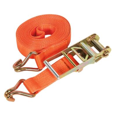 China EN12195-2 100% Polyester 50mm Cargo Lashing Belt With Hook And Ratchet Buckle for sale