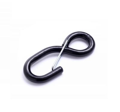 China Black PVC-coated Tie 1inch 25mm S Hook With Safety Latch / Rubber Coated S Hook With Latch for sale