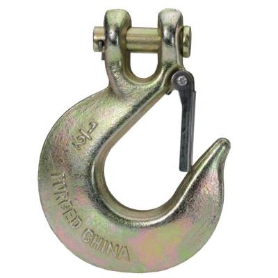 China High tensile strength forged clevis drop hook with latch / US steel forged type G70 clevis hook for sale