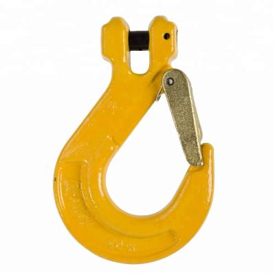 China Heavy Industry Drop Forged European Type G80 Clevis Clamp Hook With Molded Safety Latch for sale