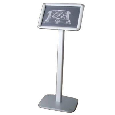 China Displaying A4, A3 menu floor stand, snap open, promotion dispenser - silver for sale