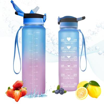 China Bestsellers Viable Tritan Motivational Water Bottle with Marker and Time Straw for sale