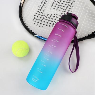 China Viable 32oz BPA Free Tritan 1000ml Large Rubber Coating Water Bottle With Time Motivational Marker for sale