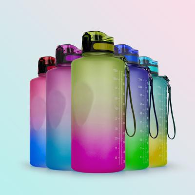 China Custom Viable Logo 2.2L BPA Free Plastic Gallon Gym Motivational Water Bottle With Time Marker for sale