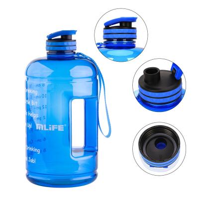 China Custom Motivational Free Logo BPA Gym Water Bottles 2.2l Plastic Viable Jug With Time Marker for sale