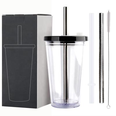 China Sustainable Wholesale 16oz Bubble Tea Tumbler Cup With Lid And Straw for sale