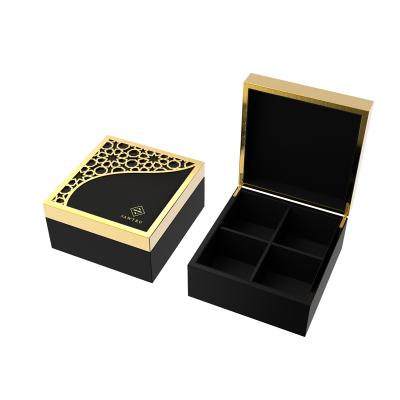 China China Manufacturer Professional Custom Logo Handmade Glossy Black Tea Box with 6 Compartments for sale