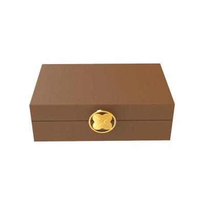 China Recyclable MDF Paper Wooden Factory /Eco-Friendly Logo Metal Flower Handle Box PU Leather Box Wholesale Custom Box for sale