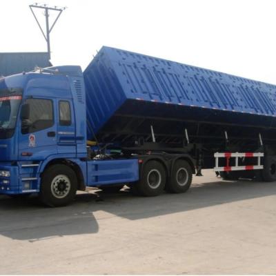 China Tri Axle Rear Tipper Dump Tipping Semi Truck End Dump Semi Trailer with 8.12.16 Tires for sale