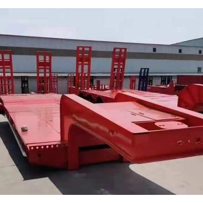 China 40FT 3 Axle Gooseneck Low Platform Semi Trailer Flatbed Semi Trailer 3 Axle Trailer for sale