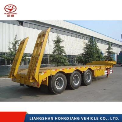 China 40FT Lowbed Truck Trailer Transport 60 Tons Low Bed Trailers 3 Axles Trailer Heavy Duty for sale