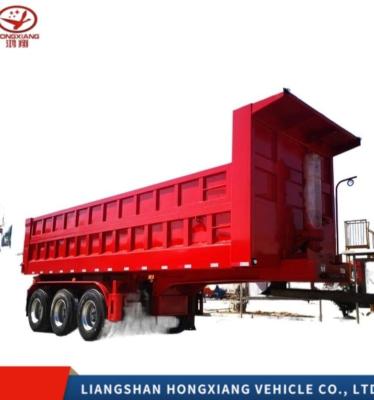 China Self-dumping 80 Ton Utility Steel Truck EHL9400Z 3-Axle Rear Flip Dump Semi-Trailer for sale