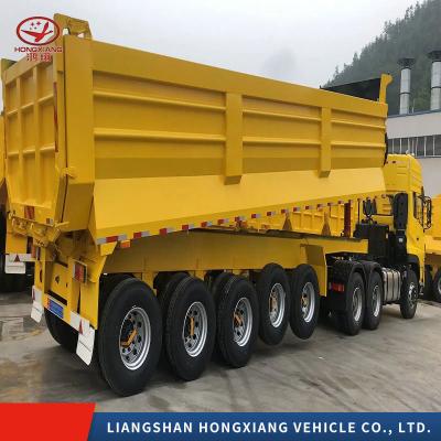 China Steel 3 Axle Tipping Semi Trailer Tipper Truck Trailer Dump Trailer for Heavy Loads for sale