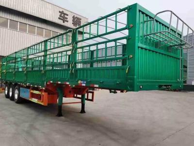 China 3 Axles Truck Flatbed Stake House Bar Fence Semi Trailer with Cross Arm Type Suspension for sale