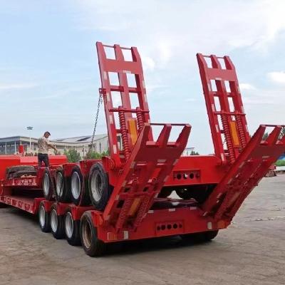 China Chinese Sales 3 Axis Low Flat Hook Plate Trailer with ABS Anti-lock Braking System for sale