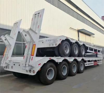 China Shang Dong Maquinaria Pesada Low Flat Trailer Feito em com Suspensão Mecânica em um à venda