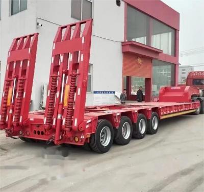 China Not Self-dumping Steel Column Low Bed Container Semi Trailer for Heavy Duty Transport for sale